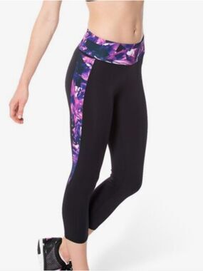 BlackMilk Purple Ninja Spikes Print Leggings High Rise Stretch Pocket Crop Small